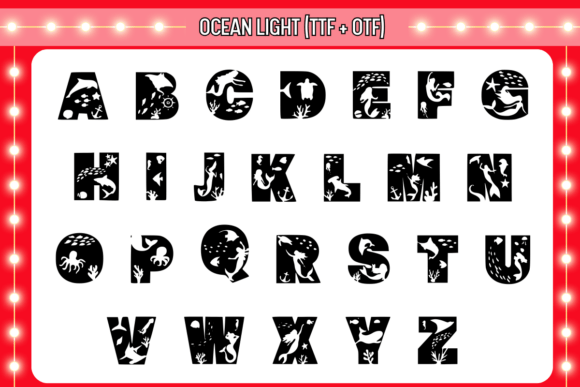 Ocean Light Font PNG with transparent background - Preview 1