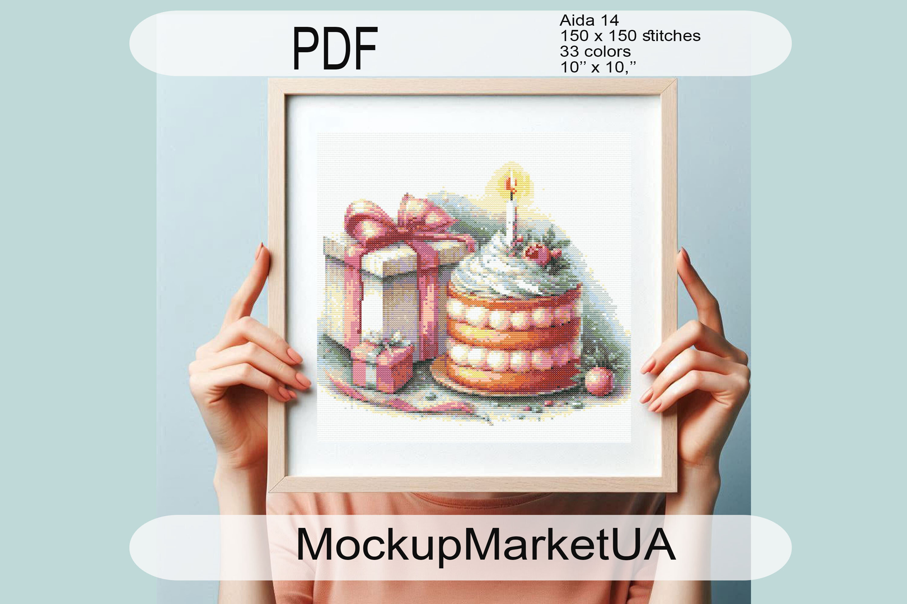 Present Box Cross Stitch Craft Hand Made
