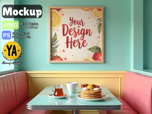 Retro Diner Frame Art Mockup PSD