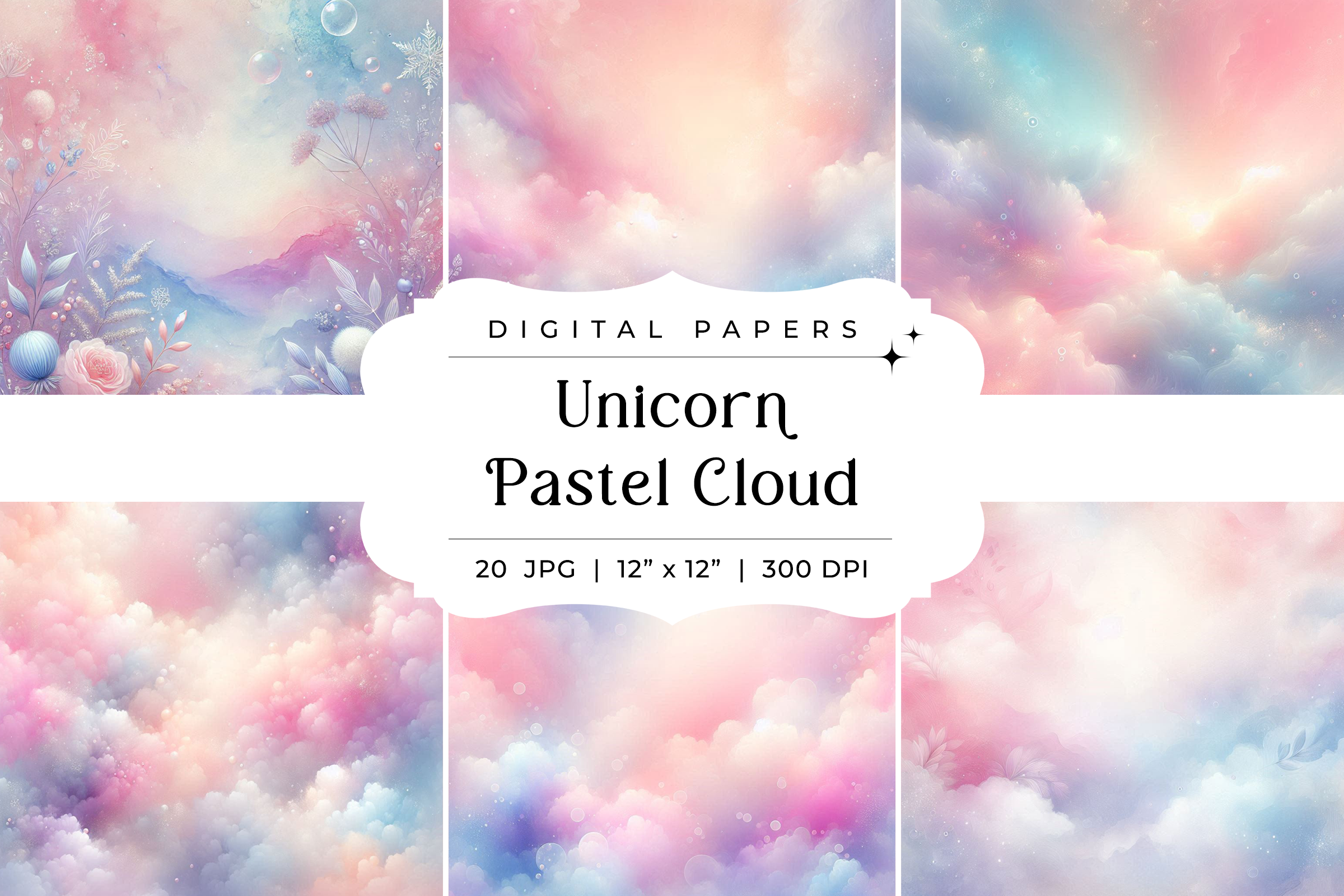 Unicorn Pastel Cloud Backgrounds