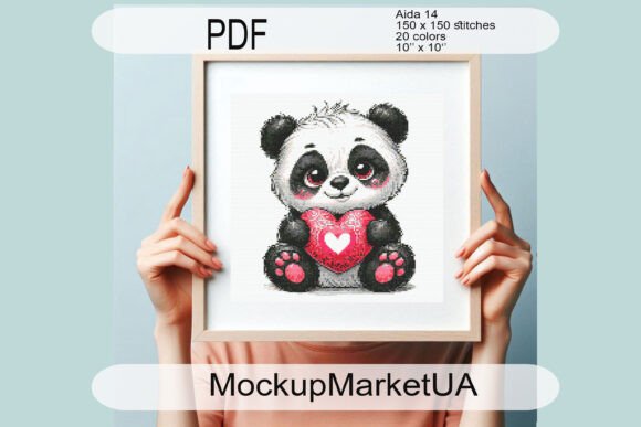 Valentine's Day Cross Stitch Craft Panda