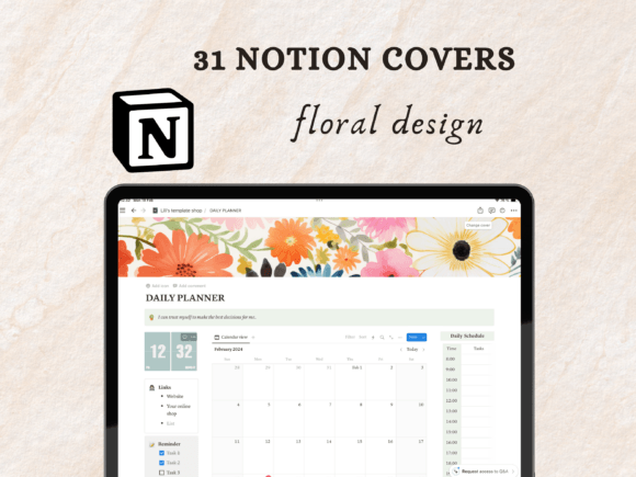 Vibrant Floral Design Notion Covers Graphics