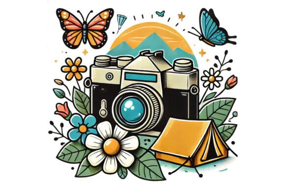 Vintage Camera T-shirt PNG Clipart
