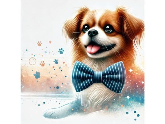 A Playful Dog Wearing a Bow Tie, Sitting