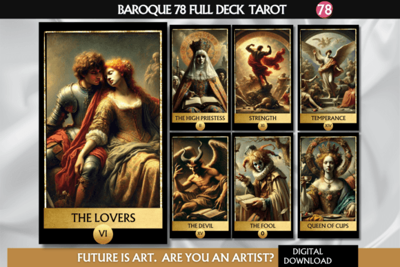 Baroque Theme Tarot Cards Deck Png