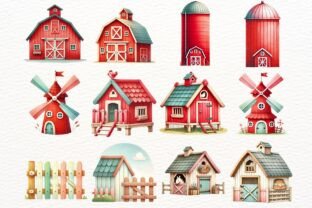 Cute Watercolor Farm Clipart PNG Bundle Graphic by SugarCloudStudioArt ...