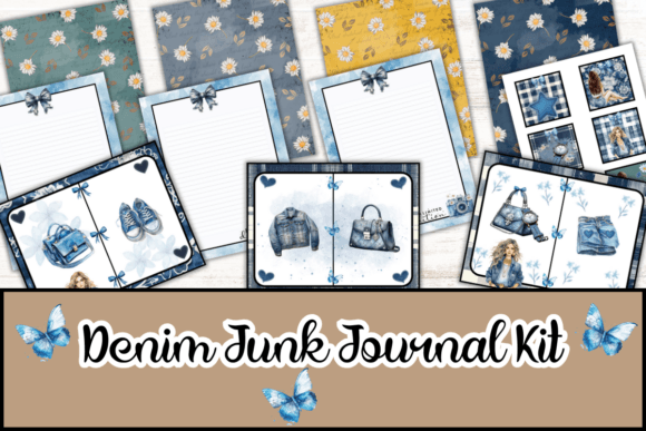 Denim Junk Journal Kit, Gráfico Artesanato Por Shabby paper boutique