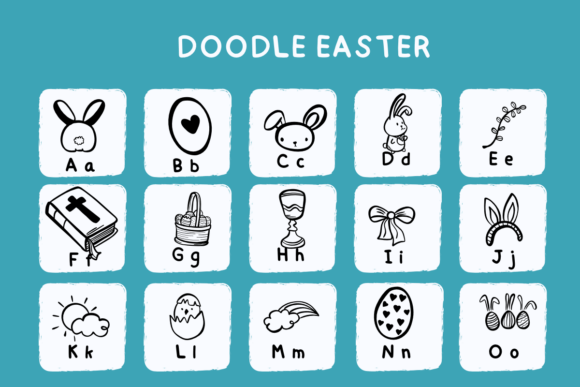 Doodle Easter Font PNG with transparent background - Preview 1
