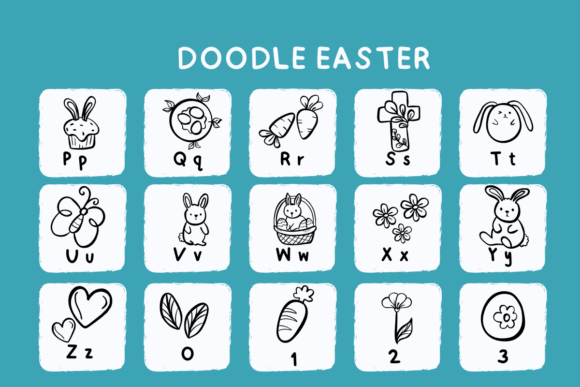 Doodle Easter Font PNG with transparent background - Preview 2