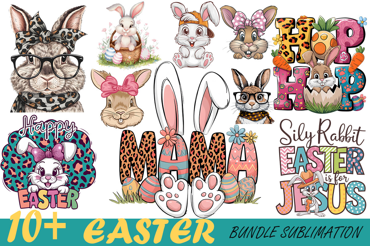 Easter Bundle Bunny Sublimation Graphic by linhlinhdesign · Creative ...