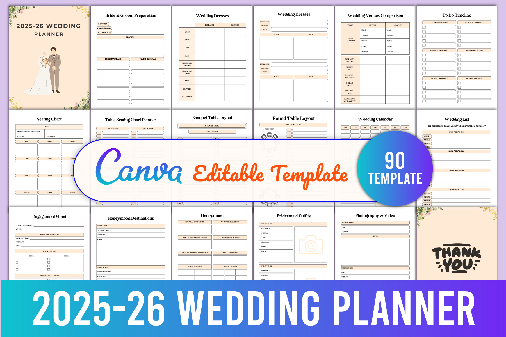 Editable 2025-26 Wedding Planner