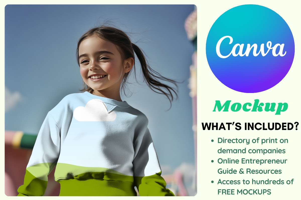 Little Girl in Sweatshirt Canva Mockup