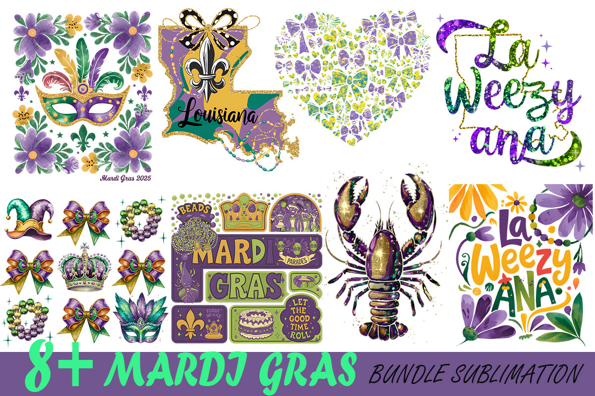 Mardi Gras Bundle Sublimation Graphic by linhlinhdesign · Creative Fabrica