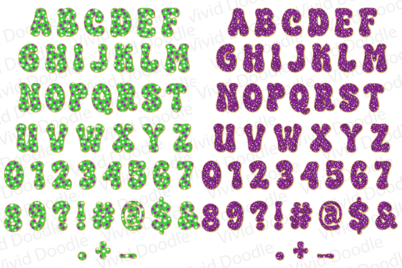 Mardi Gras Festive Font PNG with transparent background - Preview 2