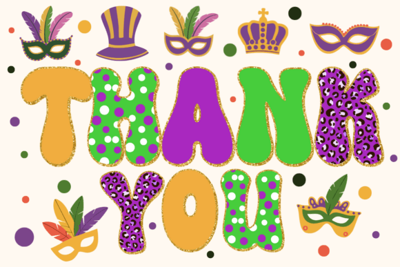 Mardi Gras Festive Font PNG with transparent background - Preview 5
