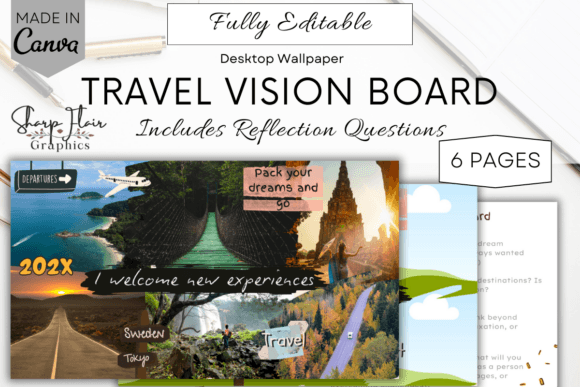 Minimalist Travel Vision Board | Canva