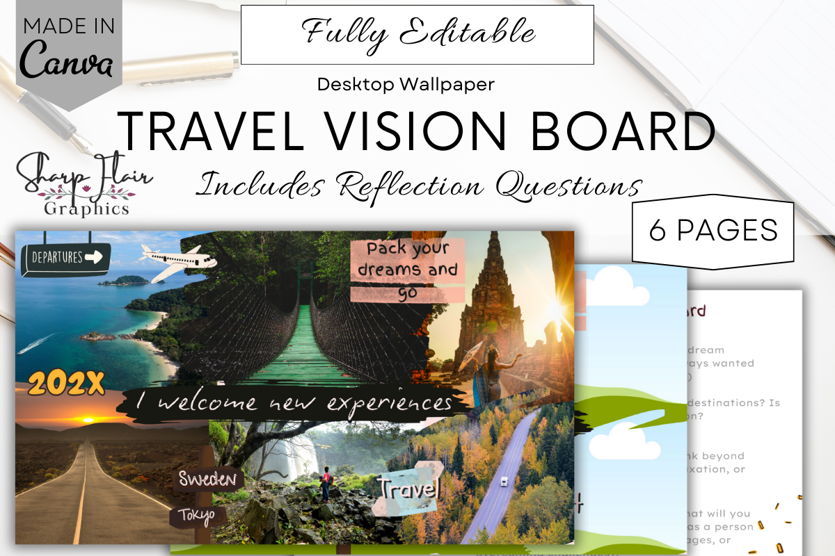 Minimalist Travel Vision Board | Canva