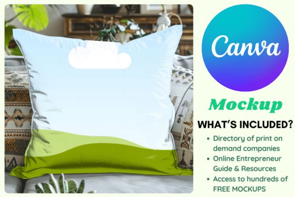 Square Throw Pillow Canva Frame Mockup