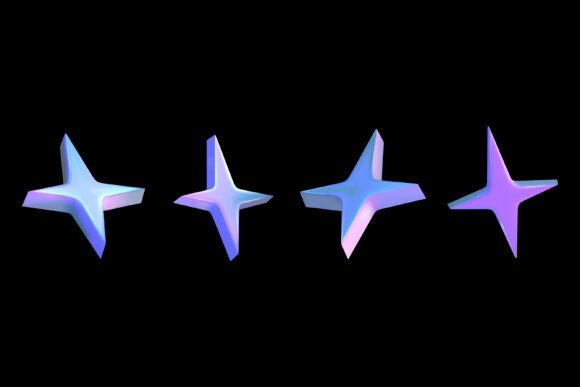 Y2K Holographic Star Set Chrome