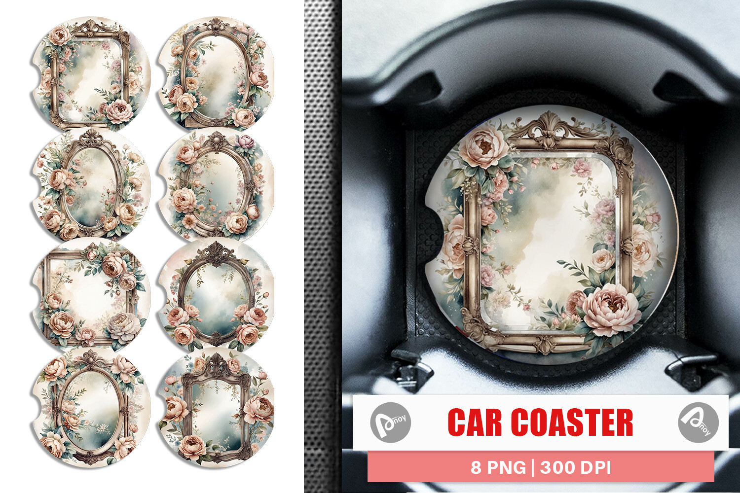 Car Coaster Antique Mirror