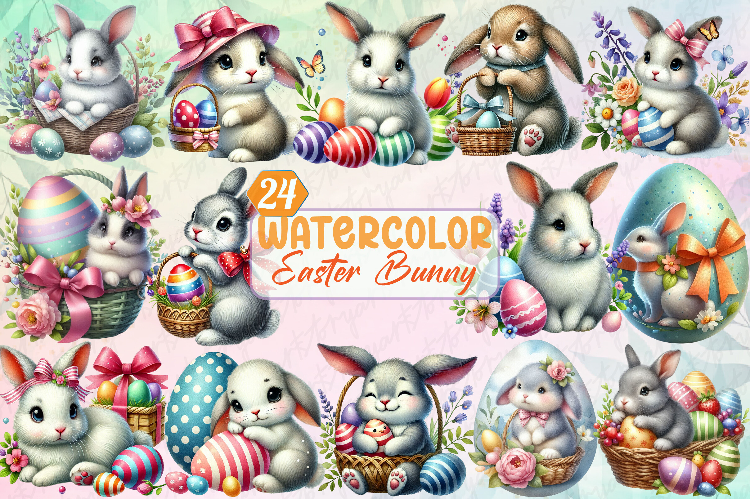 Cute Easter Bunny Sublimation Clipart Graphic by ArtStory · Creative ...