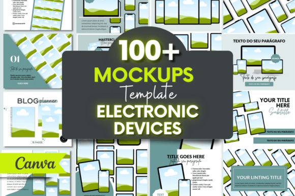 Canva digital product mockup templates with mobile devices