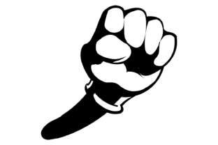 Fist power gesture in retro comic style.
