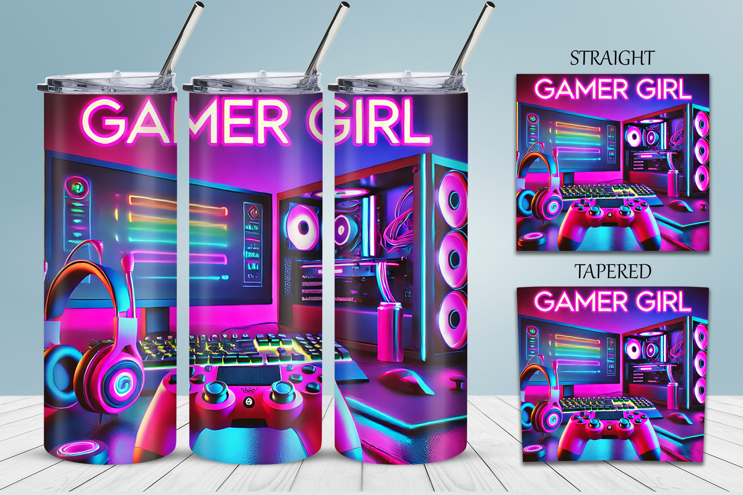 Gamer Girl Setup Tumbler Wrap Design Png Graphic by Venatus Designs ...