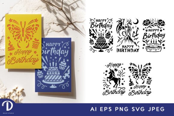 Set of Birthday Cutaway Card