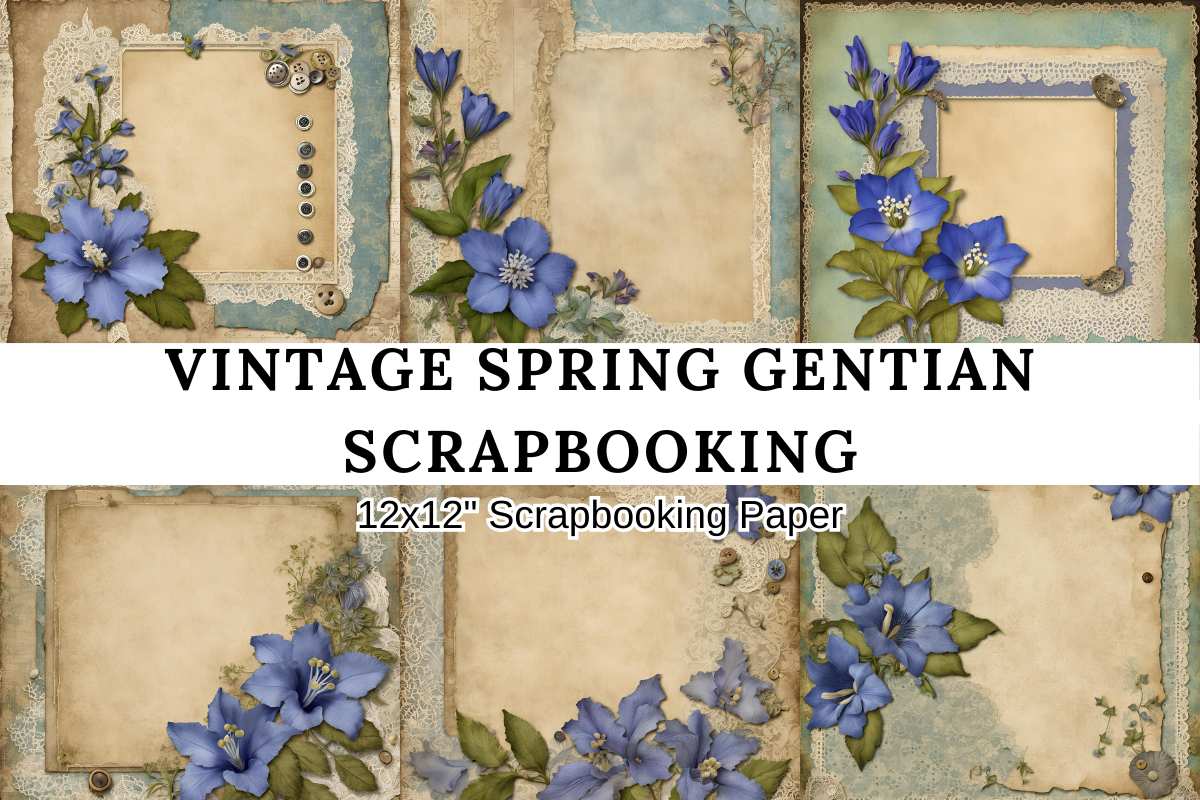 Vintage Spring Gentian Elegance Lace Graphic by Jacky Studio · Creative ...