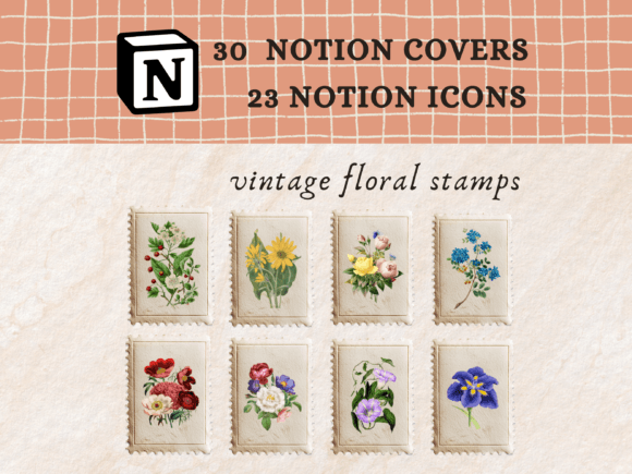 Vintage Floral Stamp Notion Icons