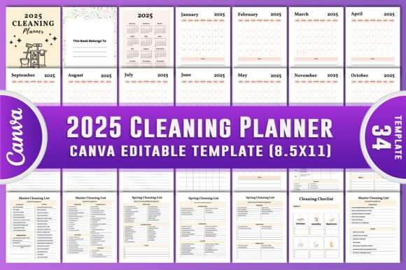 2025 Cleaning Planner Canva Kdp