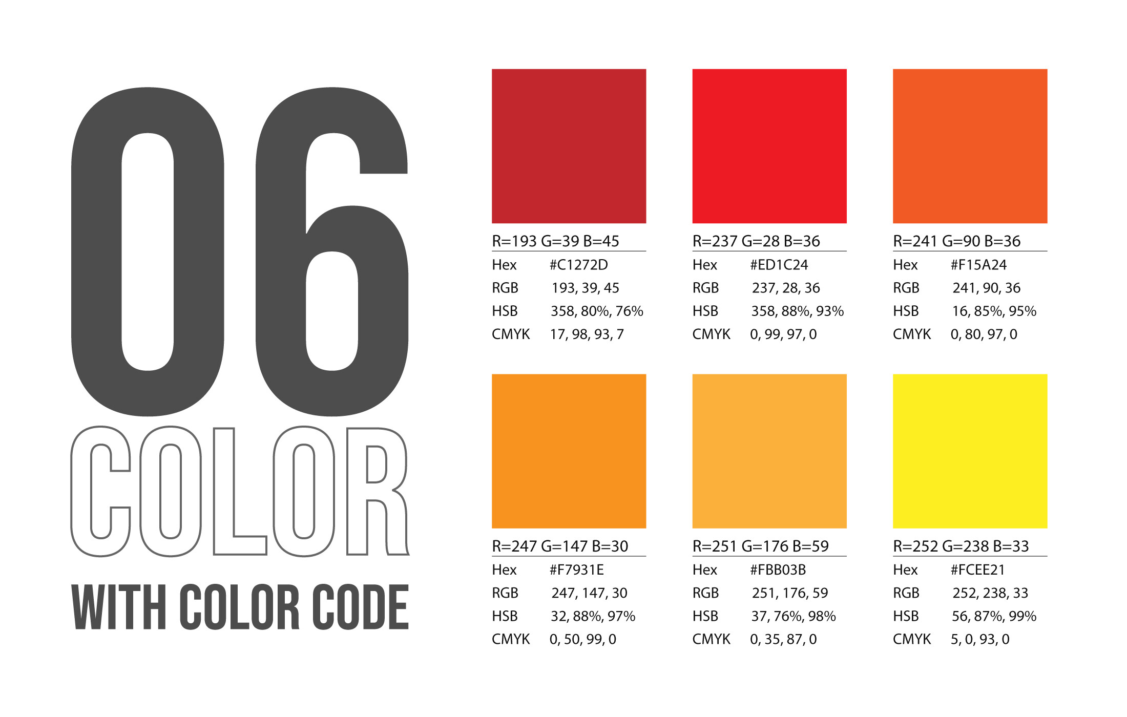 6 Color with Color Code. Hex Code, RGB Graphic by Bright-Design ...