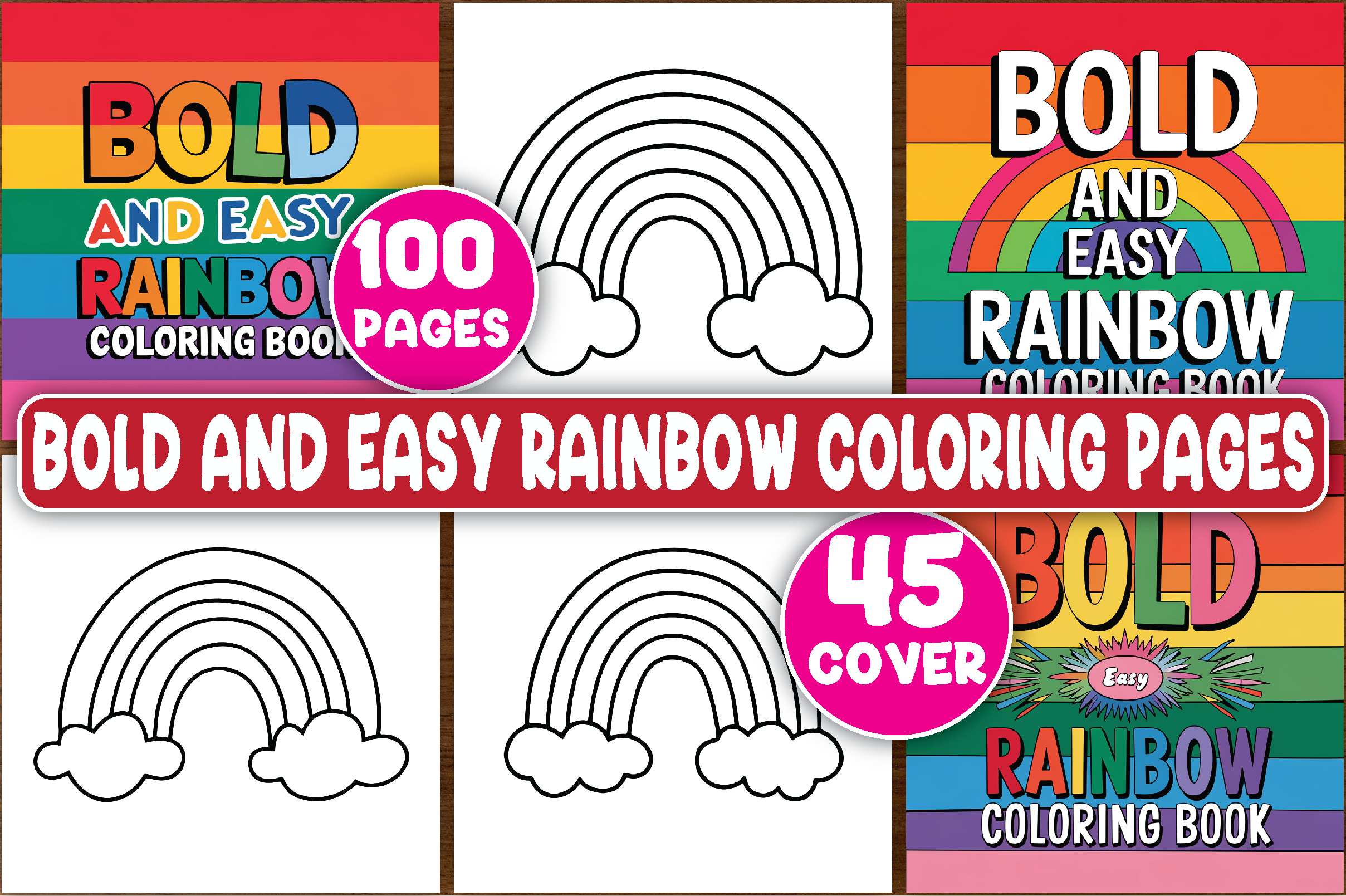 Bold and Easy Rainbow Coloring Pages