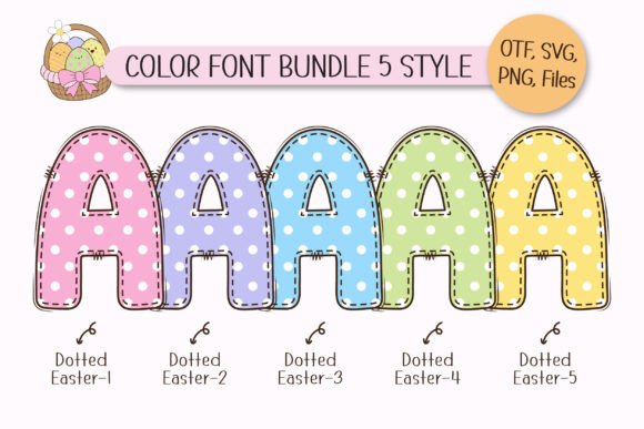 Dotted Easter Font PNG with transparent background - Preview 1