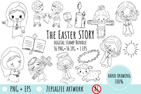 Easter Digital Stamp Bible Story Outline