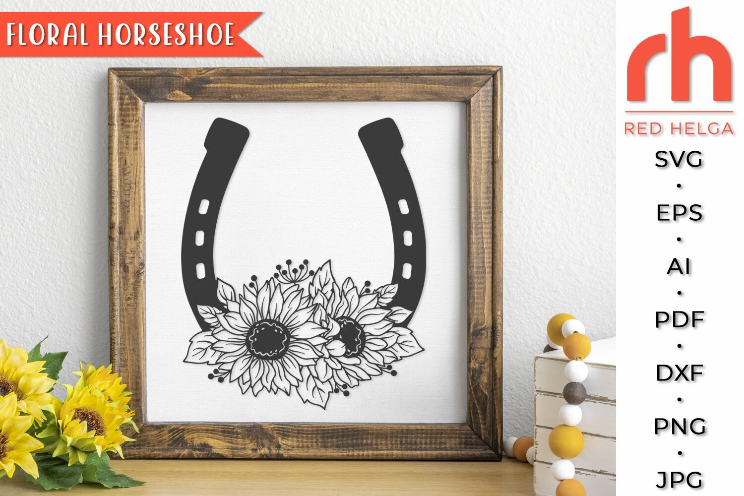 Floral Horseshoe SVG, Flower Talisman