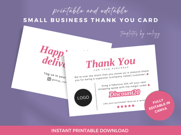 Minimalist Thank You Card Template for customer appreciation designs