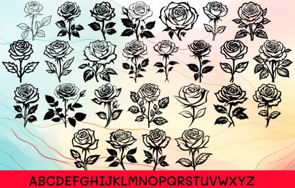 Rose Flower in Love Font PNG with transparent background - Preview 1