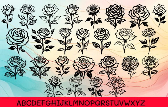 Rose for Valentine Font PNG with transparent background - Preview 1