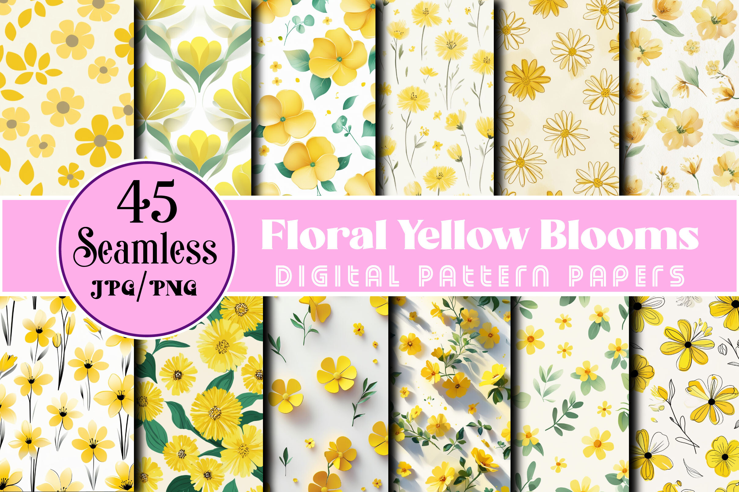 Seamless Floral Yellow Blooms Pattern Graphic by Wow Magic · Creative ...