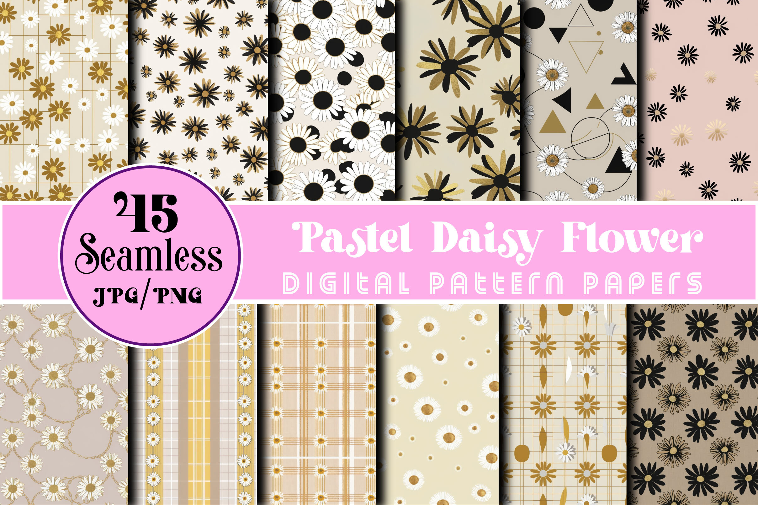 Seamless Pastel Daisy Flower Pattern Graphic by Wow Magic · Creative ...