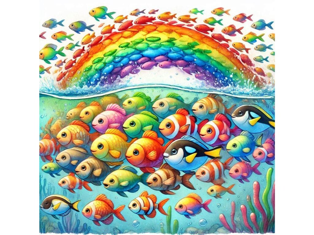 A School of Colorful Cartoon Fish Formin Graphic by kulturrno ...