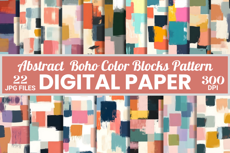 Abstract Boho Color Blocks Pattern Graphic by Creative River · Creative ...