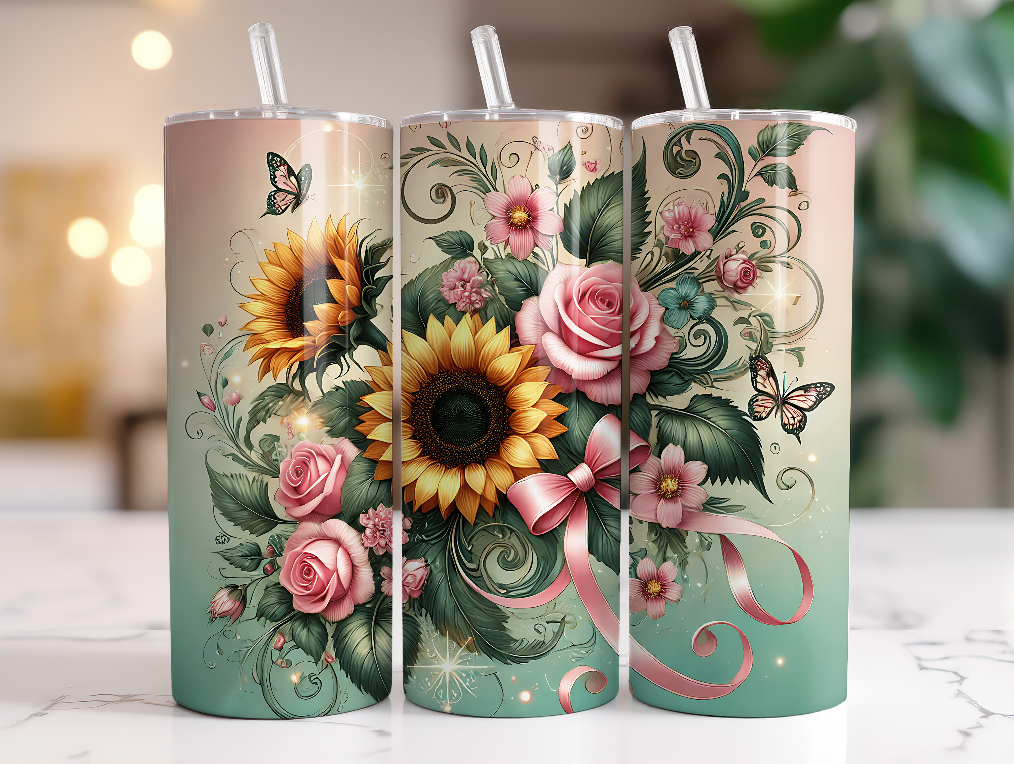 Coquette Sunflowers 20oz Tumbler Wrap Graphic by RahatKDP · Creative ...