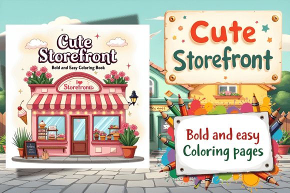 Cute Storefront Coloring Pages Bold Easy