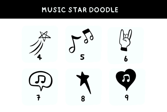 Music Star Doodle Font PNG with transparent background - Preview 6