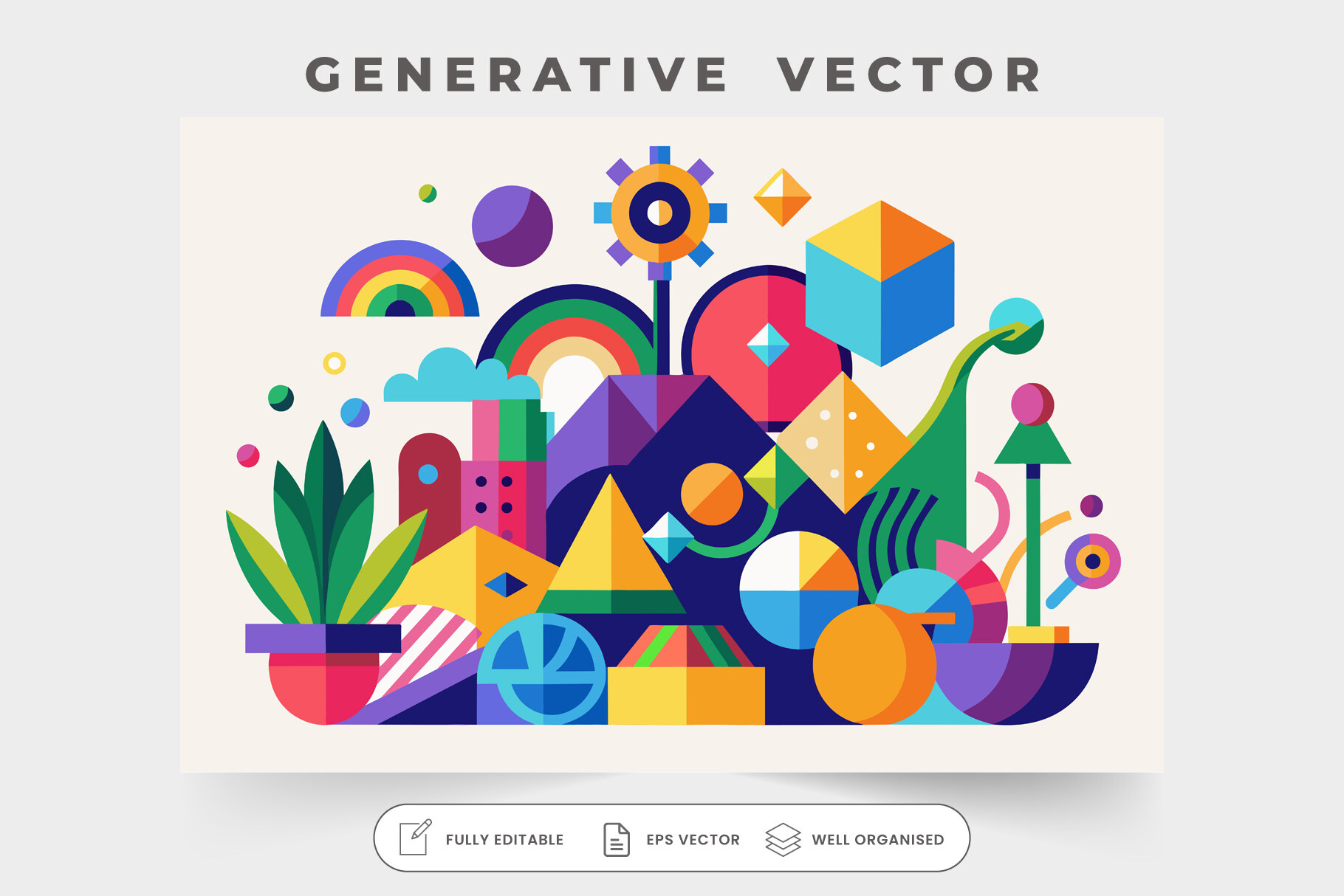 Playful Arrangement of Colorful Abstract Graphic by saro shop ...