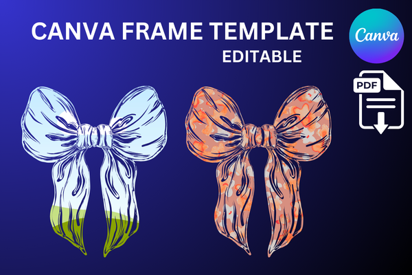 Ribbon Canva Frame Coquette Bow Bun