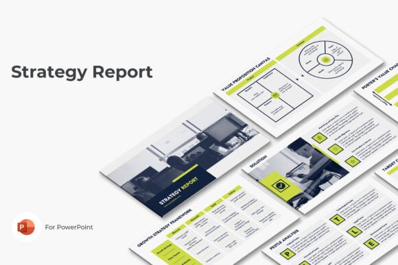 Preview of Strategy Report PowerPoint marketing presentation template